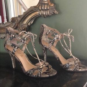 Unisa Snakeskin Lace-Up Heels